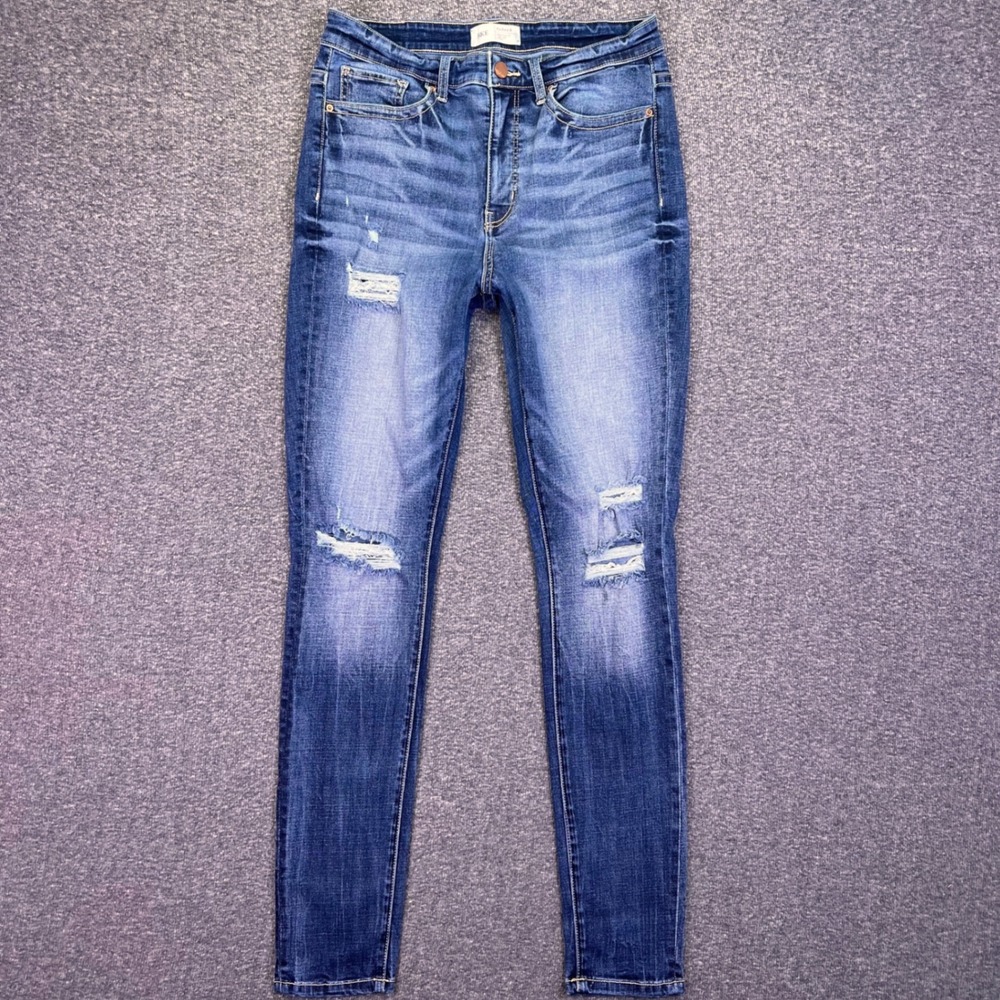 BKE Parker Skinny Jeans Womens‎ 29 Blue Distressed Casual High Rise Ripped 31x31